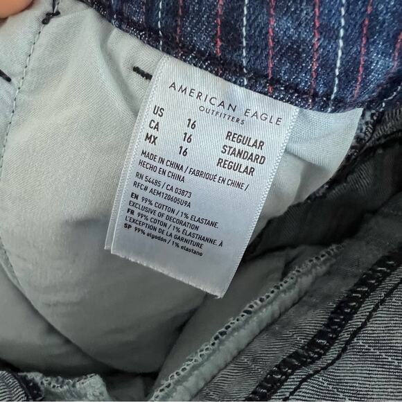 American Eagle Mom Jeans Button Ankle Stripe Denim 16 - Picture 5 of 11